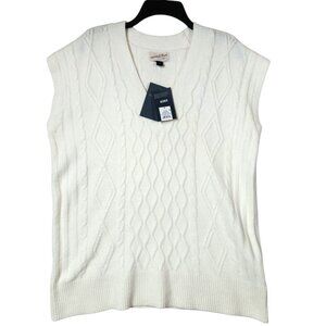 Women's Cable Sweater Vest Ivory V-Neck Sleeveless Universal Thread Small